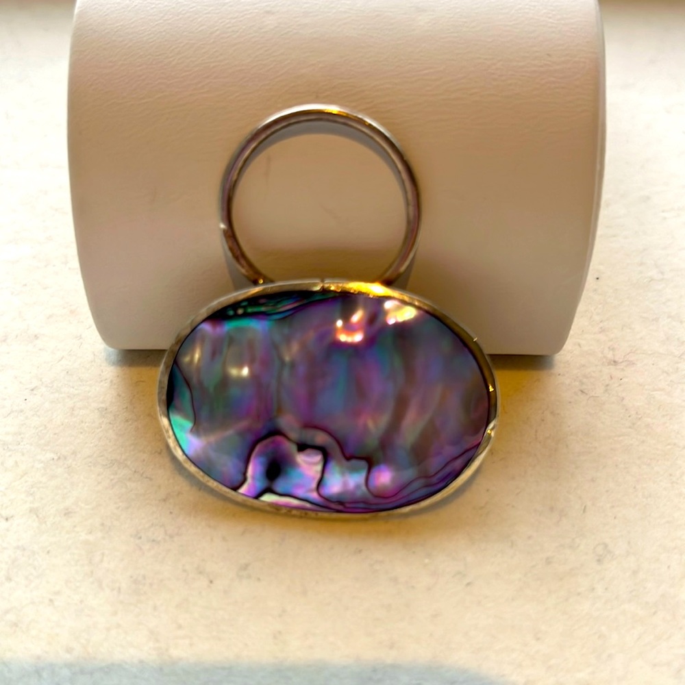 Mother of Pearl set in silver brooch and scarf holder